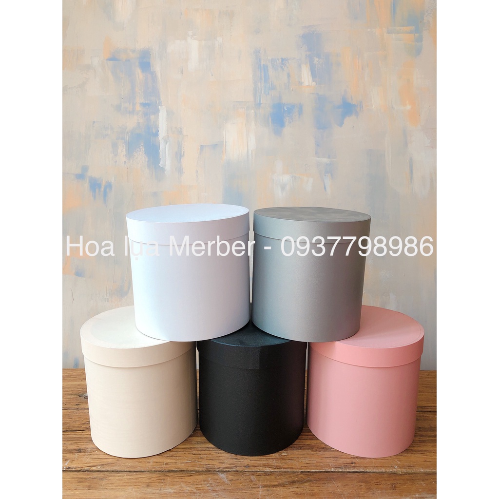 Hộp Trụ Cắm Hoa Lụa, Hoa Sáp, Hoa Tươi - Hộp Quà Tặng Cao Cấp Merber 11cm -20cm (Mơ Bơ)