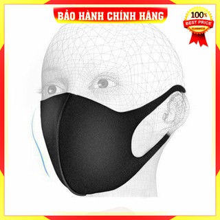 [FreeShip_Hàng Cao cấp]  Khẩu trang vải su poly thiết kế 3d chống bụi mịn nước co giãn cho nam nữ - màu đen