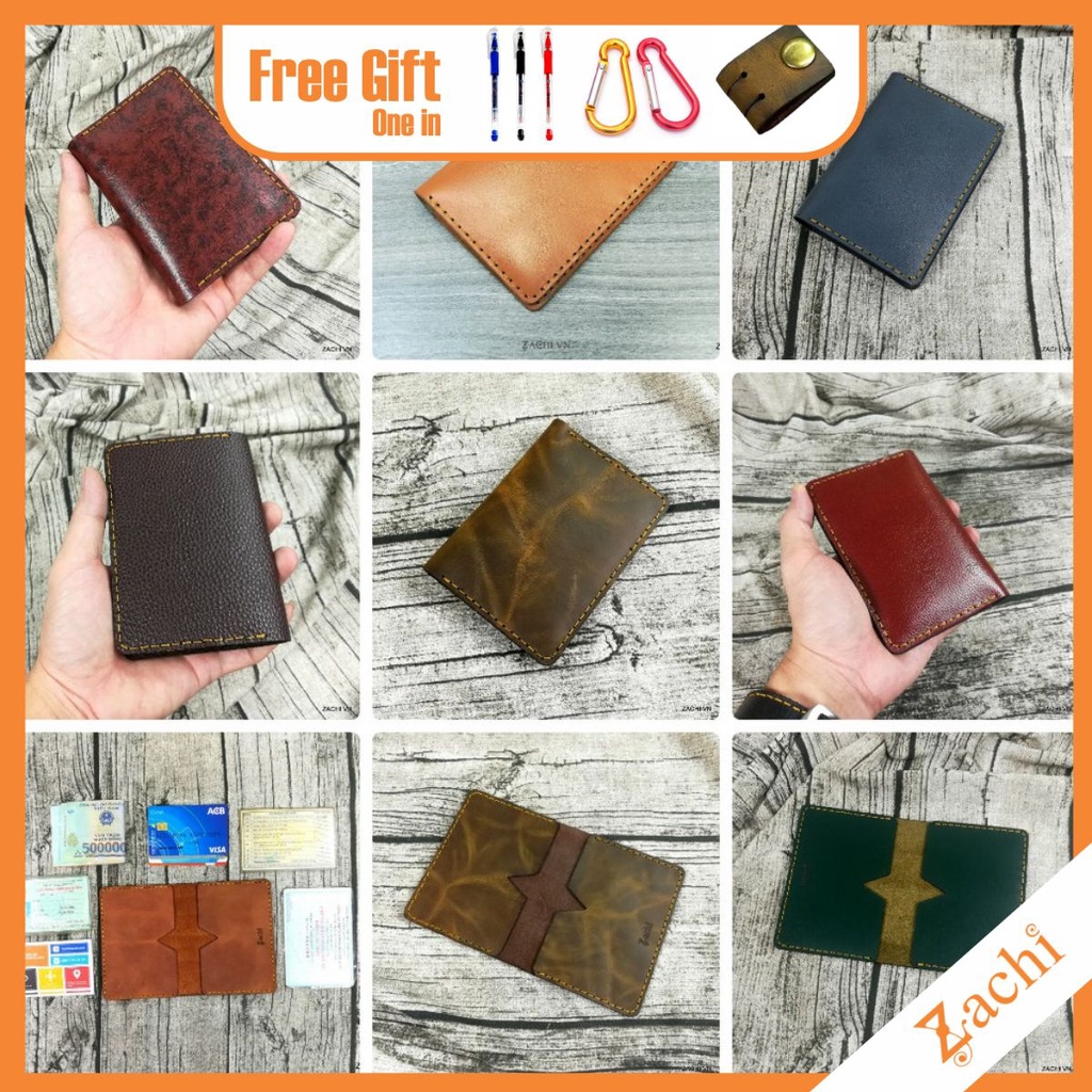 Ví mini đựng thẻ ATM, giấy tờ, name card da bò handmade MN1