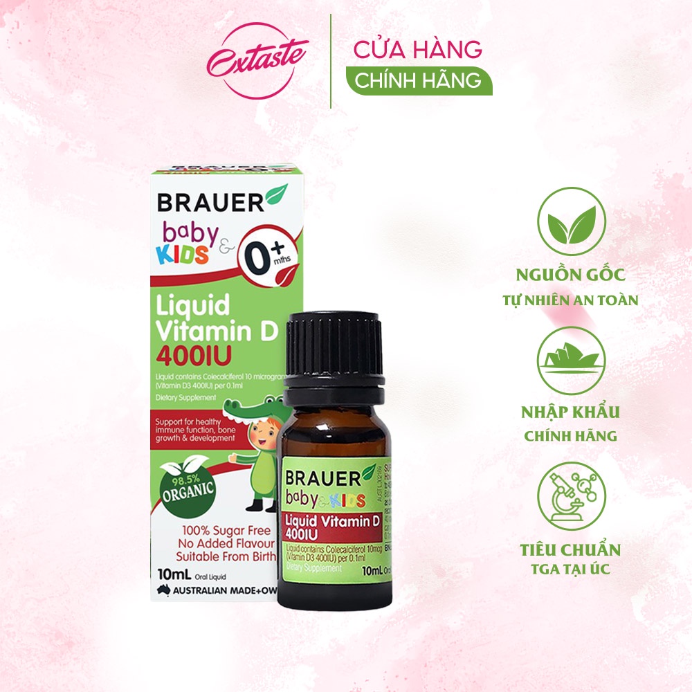 Vitamin D dạng nước Brauer Baby & Kids Liquid 400IU cho trẻ sơ sinh 10ml