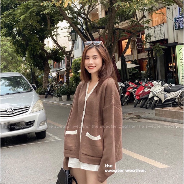 Áo cardigan len viền- ảnh thật cận chất | BigBuy360 - bigbuy360.vn