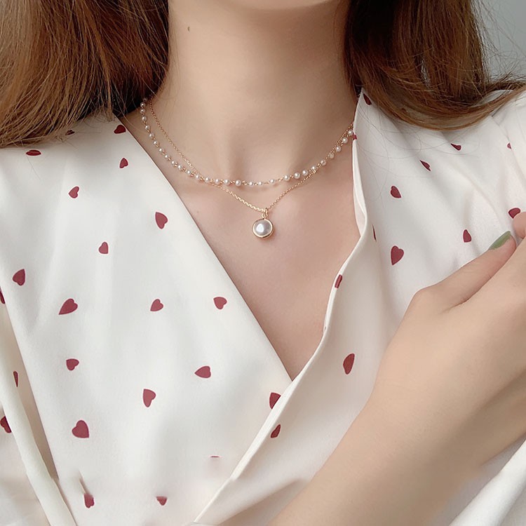 [Mã FASHIONCB231 hoàn tối đa 30K xu đơn 99K] DDFI - vòng cổ ngọc trai Hàn Quốc 2 lớp đơn giản Trang sức Retro D3D05 | BigBuy360 - bigbuy360.vn