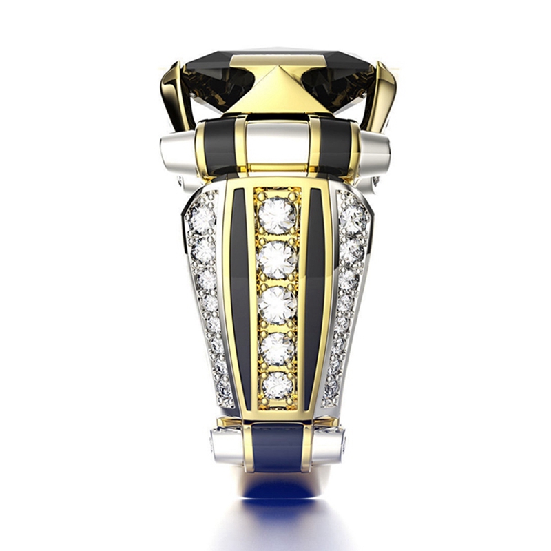 Nhẫn mạ vàng 14K khảm đá lấp lánh nhiều màu sắc trang sức nam