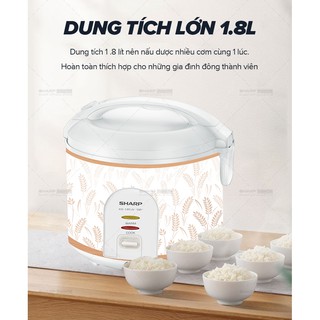 Nồi Cơm Điện Nắp Gài Sharp KS-18TJV "GR" 1.8 Lít [Lòng Nhôm Chống Dính] BH 12 Tháng