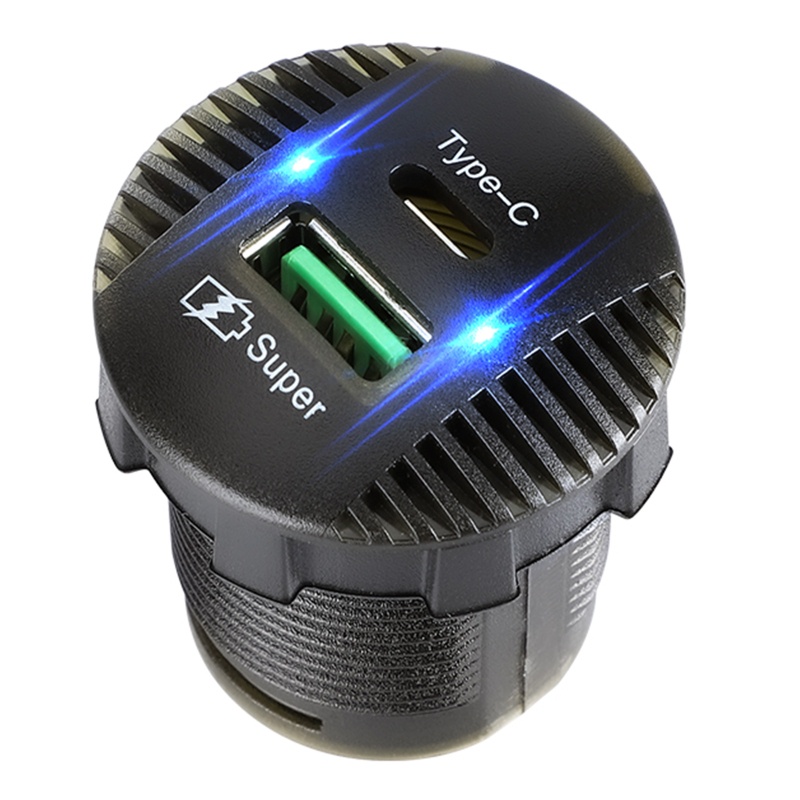 Tẩu Sạc Hai Cổng USB Type C Kèm Nắp Chống Bụi Chống Nước Cho Xe Hơi