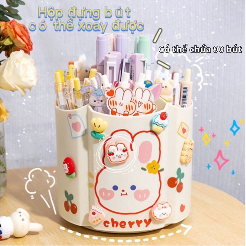 Lọ đựng bút để bàn làm việc hộp để bút xoay đa năng 6 ngăn sáng tạo dễ thương