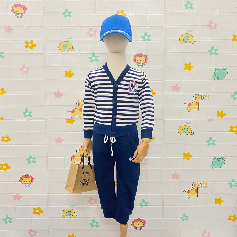 Áo khoác cardigan cổ chữ V cho bé trai bé gái 8-30kg