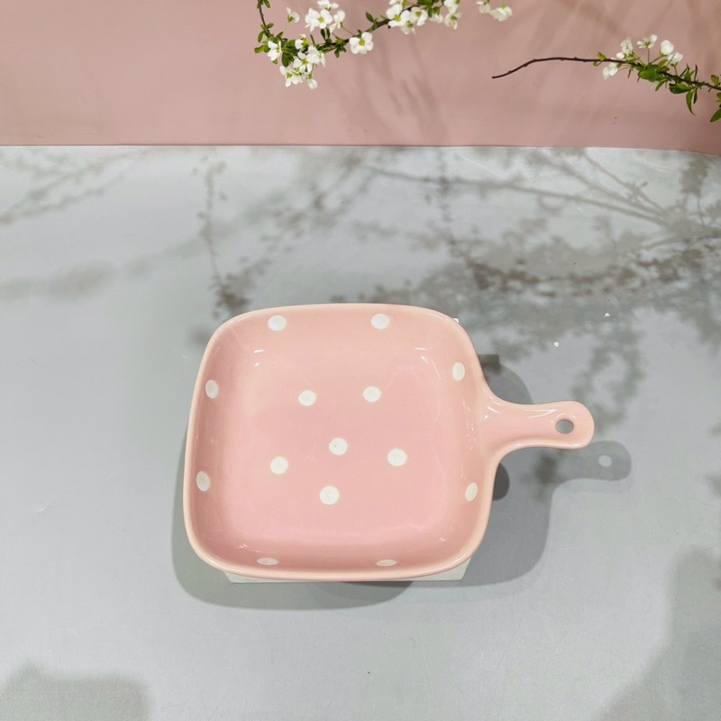 Bộ bát đĩa chấm bi màu hồng cực kỳ đáng yêu