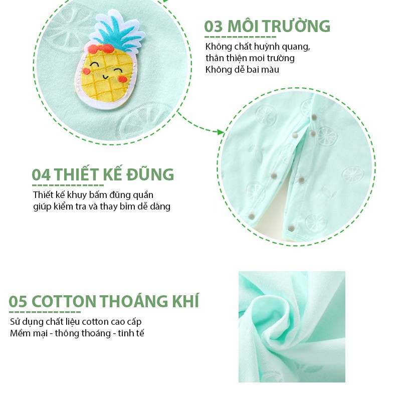 Body cotton dài tay mặc hè và điều hòa Cho Bé Trai Bé Gái  QSLH12