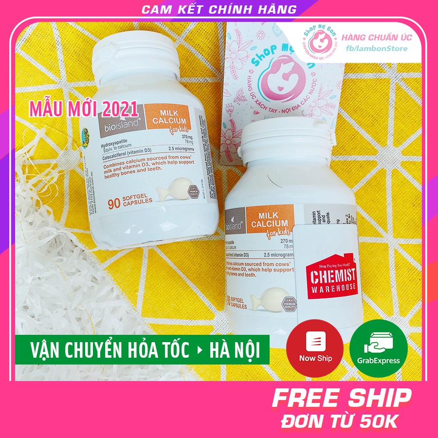 [Có Tem Chemist] Canxi sữa Canxi Milk Bioisland bổ sung cho bé từ 7 tháng tuổi 90 viên - Úc