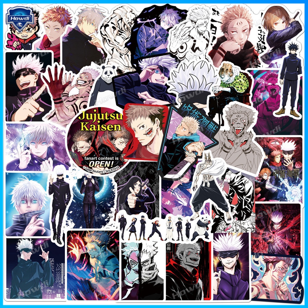 Bộ 50 Miếng Dán Chống Thấm Nước Hình Anime Demon Slayer / Naruto / JOJO Trang Trí Mũ Bảo Hiểm / Xe Hơi / Xe Máy