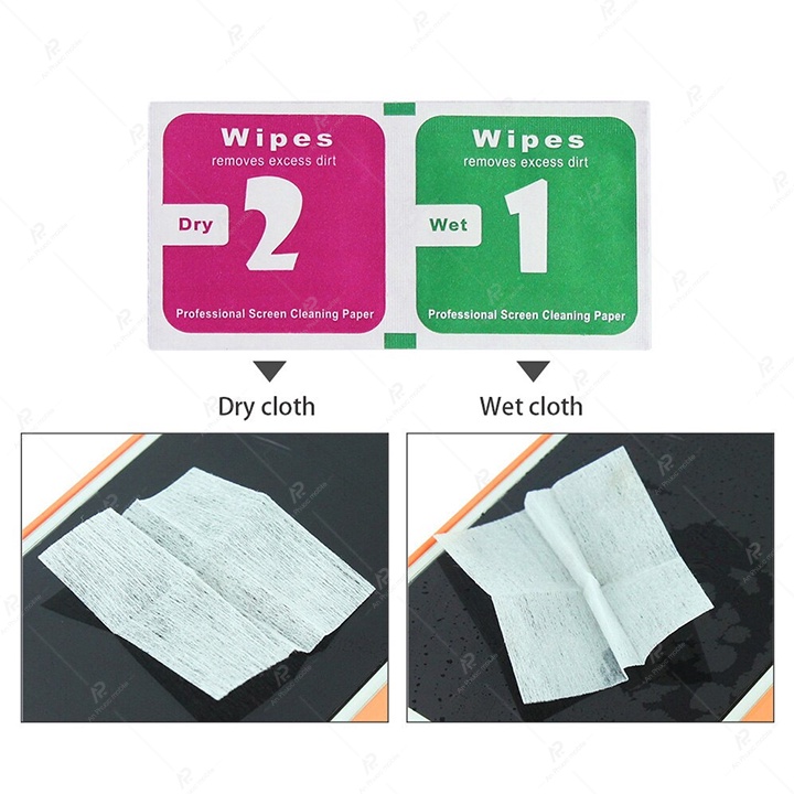 Giấy Lau Kính 1 & 2  - Bộ Khăn Vệ Sinh Màn Hình Điện Thoại và Kính Cường Lực Cao Cấp