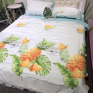Trọn bộ chăn ga gối đũi nhiệt đới dứa