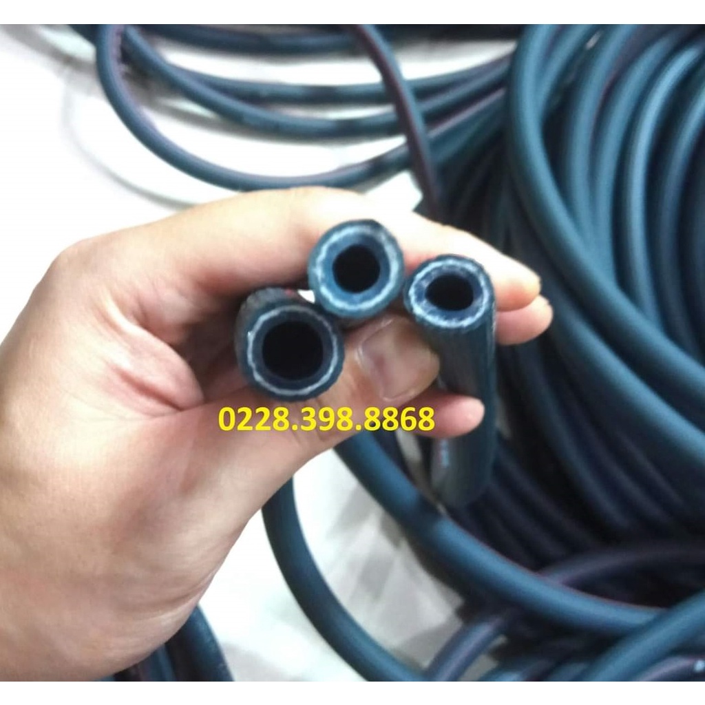 Dây hơi cao su bố vải 6m, made in Korea, lỗ 6.5mm, kèm bộ đầu nối nhanh cao cấp