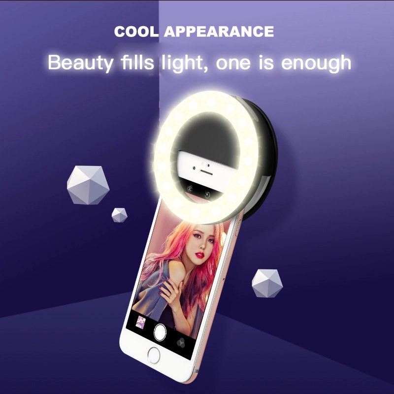 Đèn LED tròn RK14 có kẹp gắn điện thoại di động có thể sạc lại cho selfie/trang điểm | BigBuy360 - bigbuy360.vn