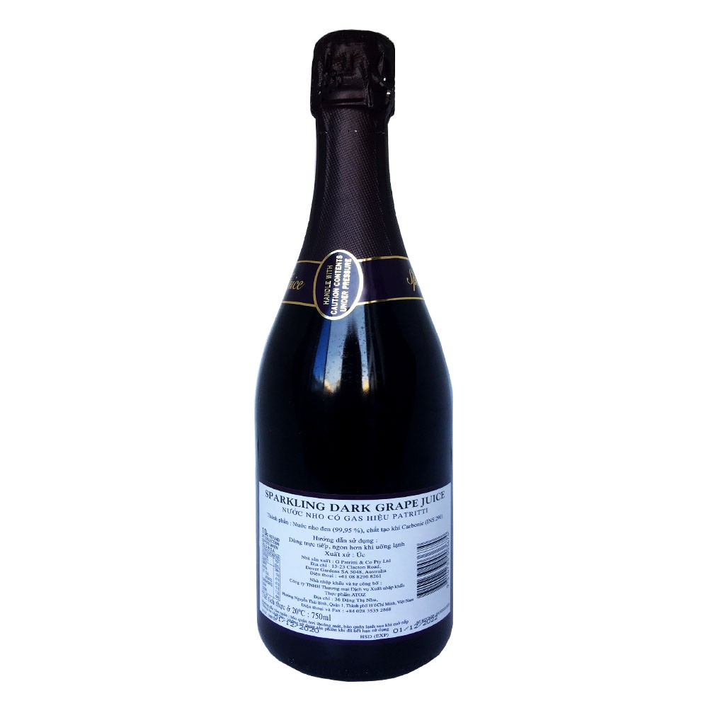 Nước nho đen nguyên chất có gas Patritti Sparkling 750ml