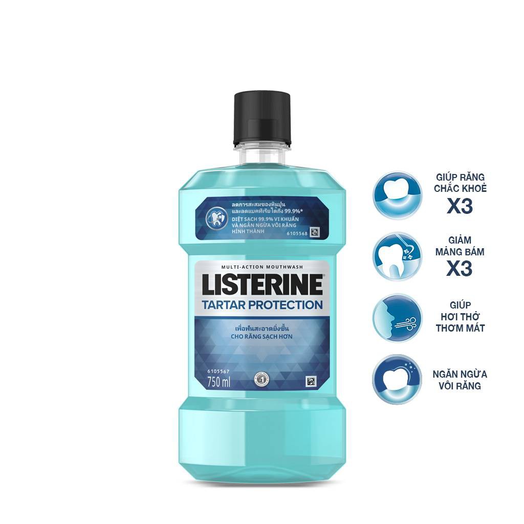 Nước súc miệng giúp loại trừ vôi răng Listerine Tartar Protection 250ml (Thái Lan)
