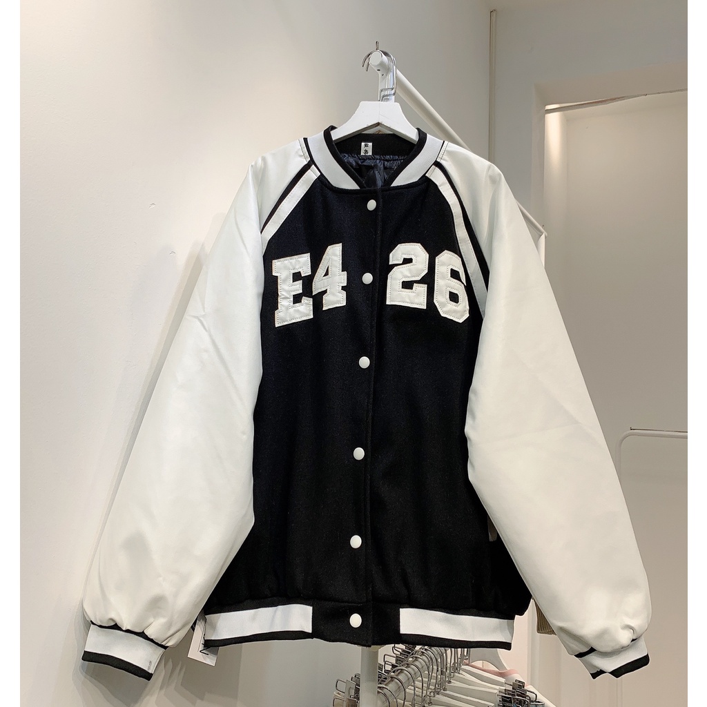 210777 Áo bomber dạ phối tay da nữ, áo khoác nữ thời trang ulzzang 2 màu freesize | BigBuy360 - bigbuy360.vn