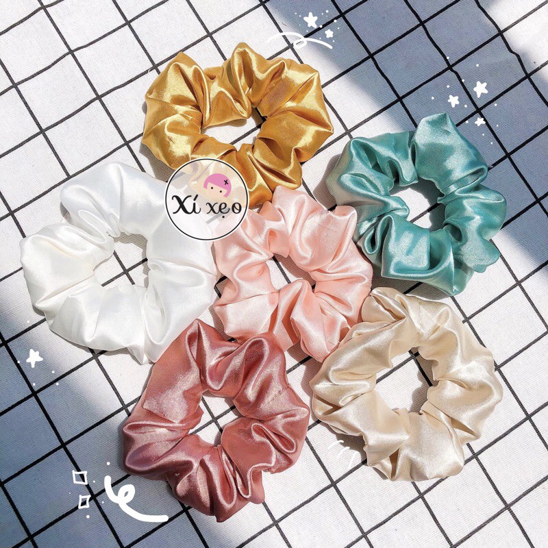Chun buộc tóc vải scrunchies trơn bóng - BT23