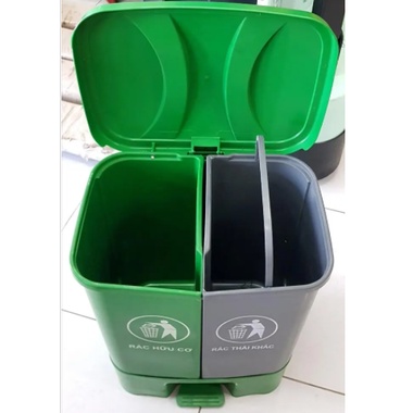 Thùng rác chân đạp 2 ngăn phân loại rác 40 lít