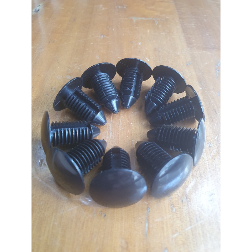 Set 20 đinh tán nhựa lỗ 10mm/11mm màu đen cho xe hơi Ford, ô tô - Chốt vít nhựa
