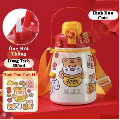 Bình nước giữ nhiệt Ulike 1000ml Minaho,bình giữ nhiệt lock lock inox 304,bình giữ nhiệt 12h có ống hút kèm Sticker