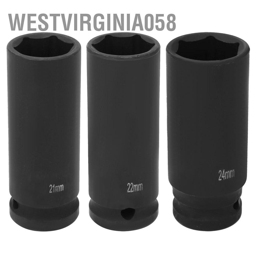 Có thể bán buôn  Truyền động 1/2 inch 21/22 / 24mm Ổ cắm tác động sâu theo hệ mét 6 điểm Khí nén khí nén Socke Westvirginia058