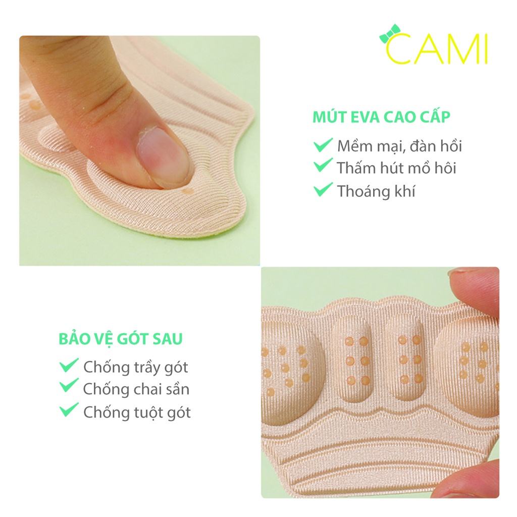1 cặp lót giày giảm size bảo vệ gót chân, hạt silicone tăng độ bám - Cami - CMPK275