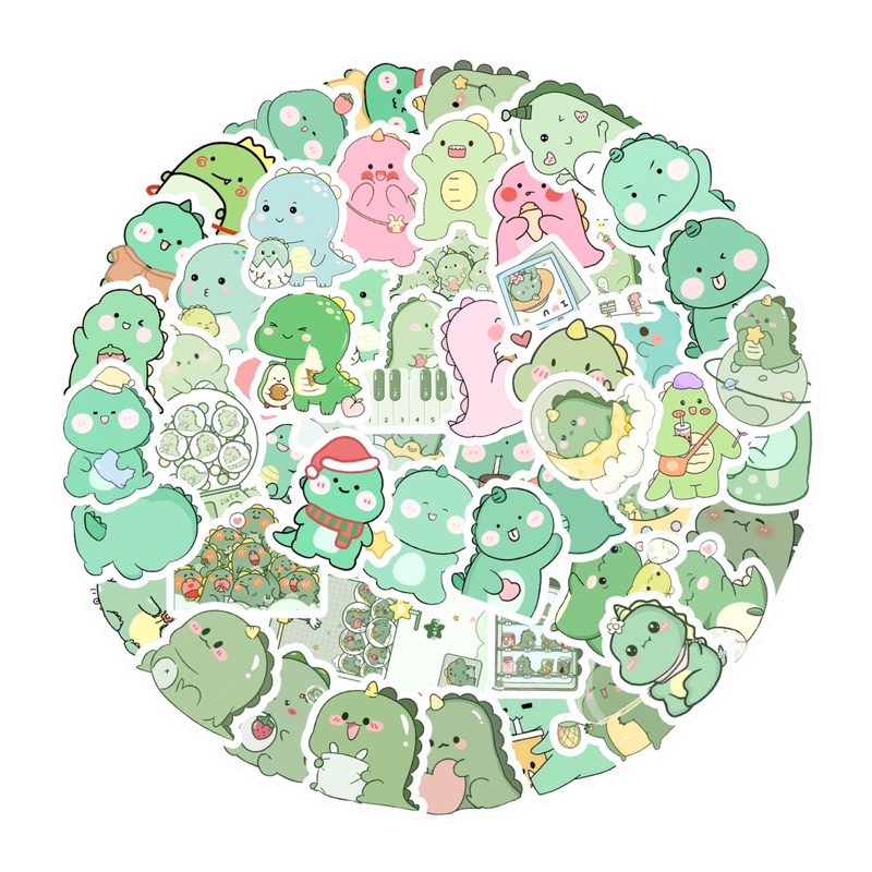 Stiker Hình Khủng Long Xanh Cute Không Thấm Nước