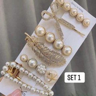 kẹp tóc.set 5 và 6 cái đính đá sang chảnh đính đá đen trắng