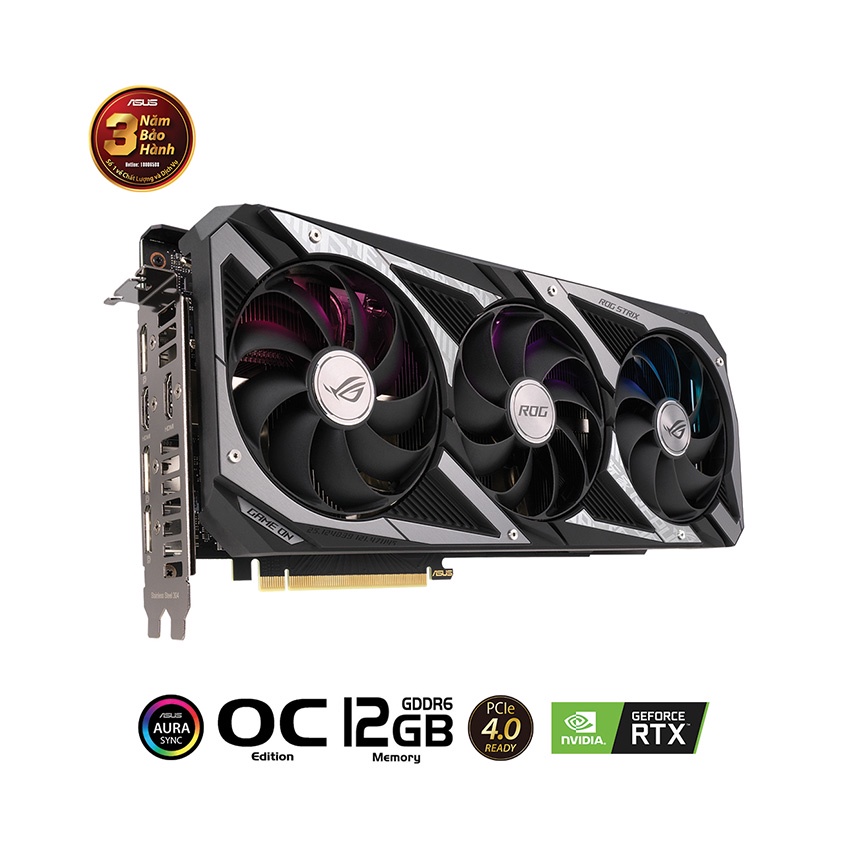 Card màn hình Asus ROG STRIX RTX 3060-O12G-GAMING (12GB GDDR6, 192-bit, HDMI +DP, 1x8-pin)