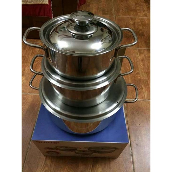 Bộ 3 nồi INOX đáy từ H&amp;E Sharp