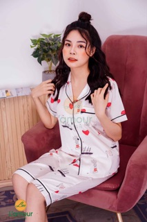Bộ Lụa hoạ tiết Hải Đăng - Tim - Lửng