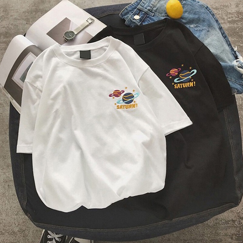 Áo thun AOKANG ngắn tay thêu hình hành tinh thời trang Hàn Quốc cho nam