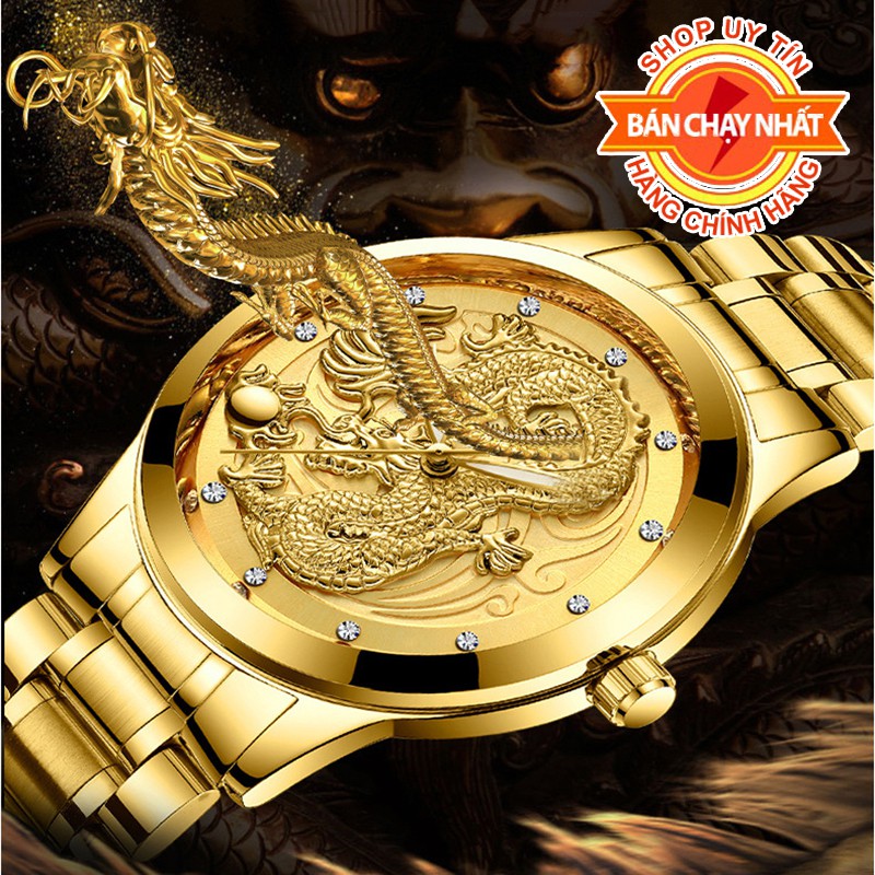 Đồng hồ nam Rồng vàng 3D đẳng cấp phái mạnh