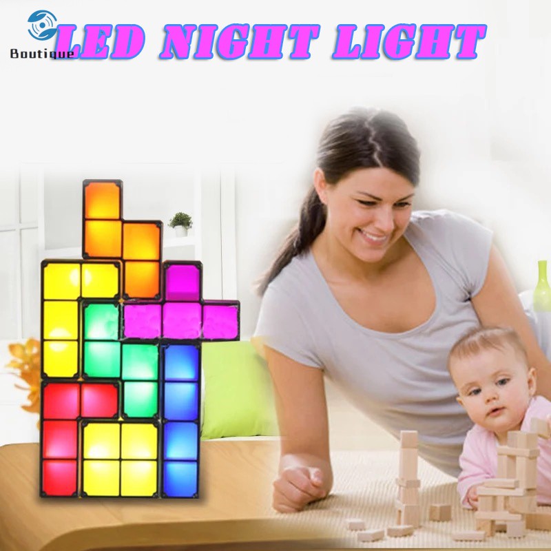 Đồ Chơi Lắp Ráp Mô Hình 7 Miếng Xếp Hình Tetris Có Đèn Led