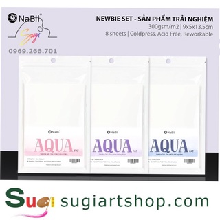 Giấy vẽ màu nước Nabii Aqua Fat 300gsm - Newbie Set Xấp 8 tờ [ Sugi art shop]
