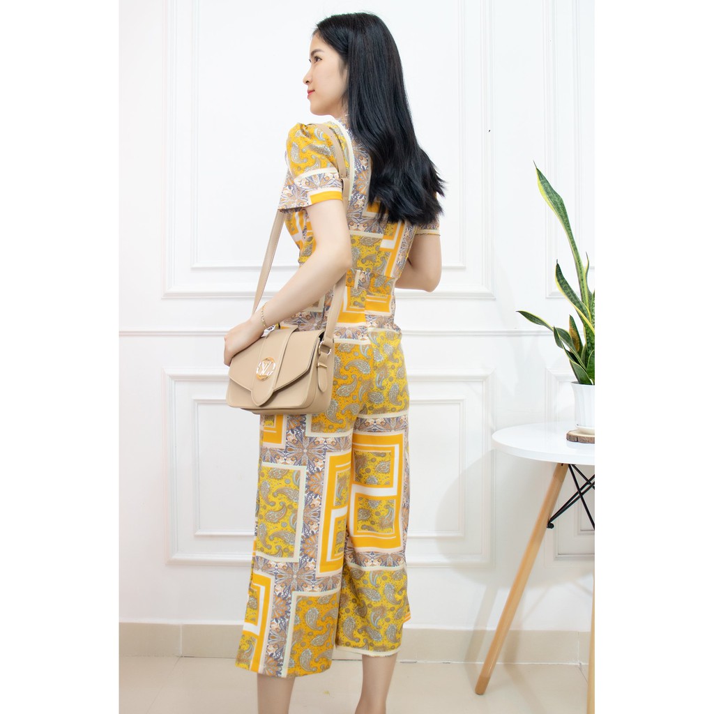 Jumpsuit nữ lửng ổng rộng dài họa tiết độc đáo thổ cẩm vải lanh mát mùa hè  Ju004 | BigBuy360 - bigbuy360.vn