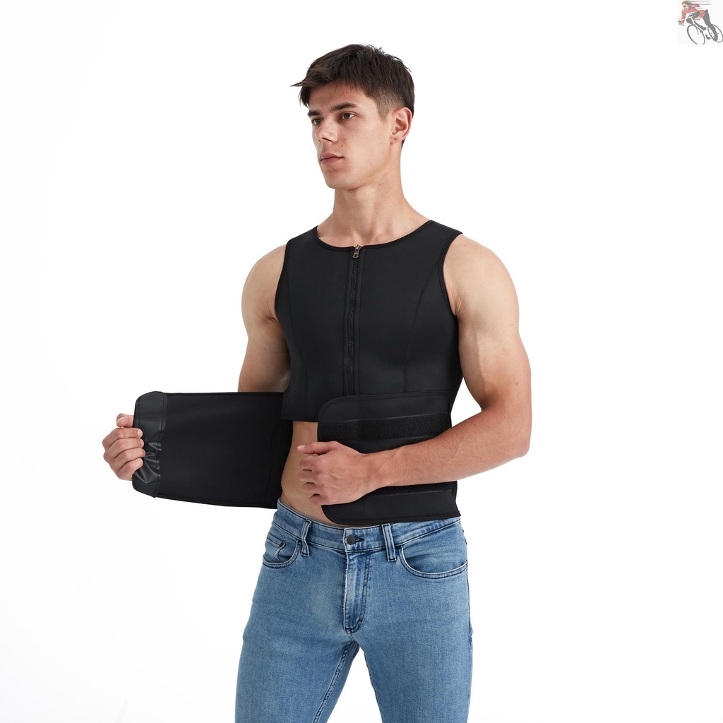 Men Neoprene Body Shaper Waist Trainer Suit Slimming Vest Weight Loss Shirt Workout Sports Shapewear