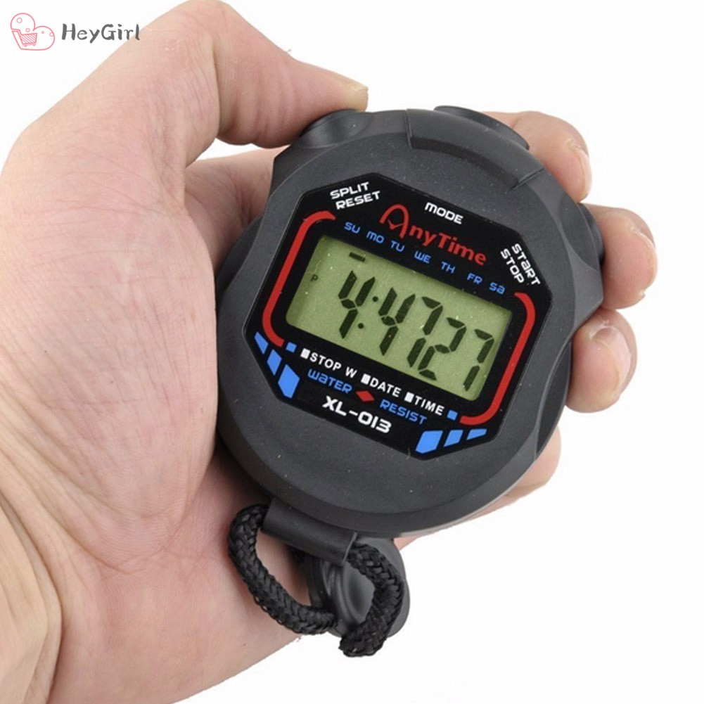 Professional Digital Handheld LCD Timer Chronograph Sports Counter Stopwatch with Strap