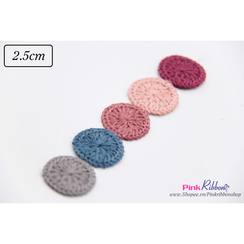 SET 5 CÁI - Miếng len tròn phong cách Boho, kích thước 2.5cm