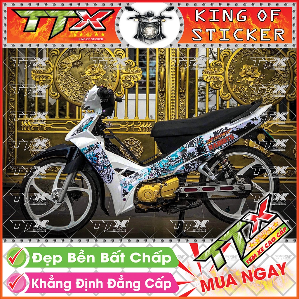Tem Xe Sirius Trắng Xanh Tím Thỏ Rabbits - Tem Sirius Xanh Tím Trắng Siêu Đẹp - Mẫu Team Sirius Trắng Xanh Tím (s038-A1)