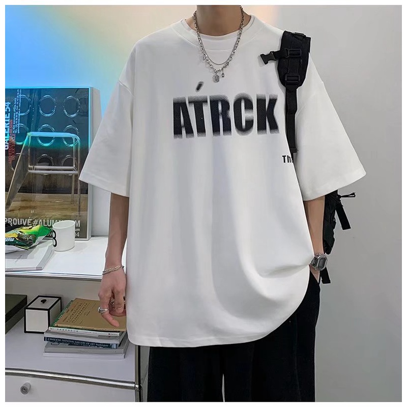 M-8XL áo phông nam big size Áo Thun Thể Thao Plus Size Tay Ngắn Cổ Tròn In Chữ Phong Cách Hong Kong