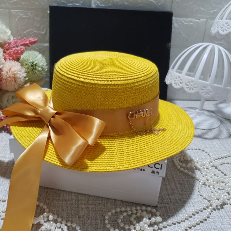 Mũ đi biển thời trang vành nho sang chảnh gắn nơ xinh