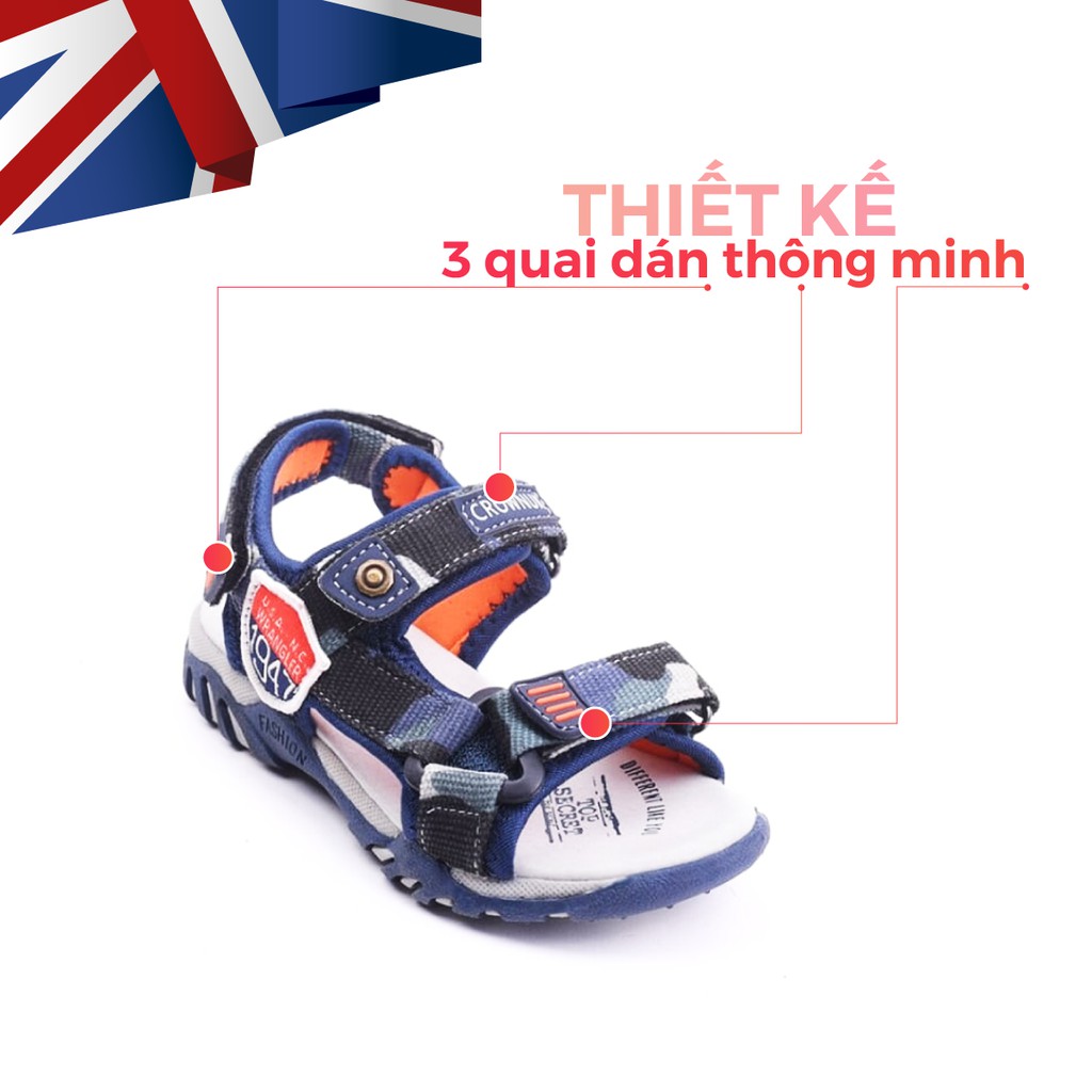 Dép Quai Hậu Bé Trai Đi Học Chính Hãng Crown Space UK Sandals Trẻ em Nam Cao Cấp CRUK533 Nhẹ Êm Size 26-35/2-14 Tuổi