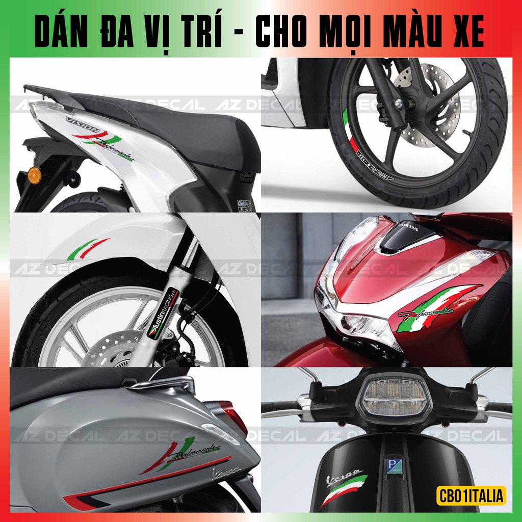 Tem Italia Chữ Ký Dành Cho Xe Máy, Xe Điện, Tem Bộ Dán Được Nhiều Vị Trí | CB01ITALIA | Decal Xe Chống Nước, Bền Màu