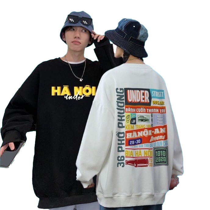 Áo hoodie sweater nỉ bông hà nội unisex form rộng