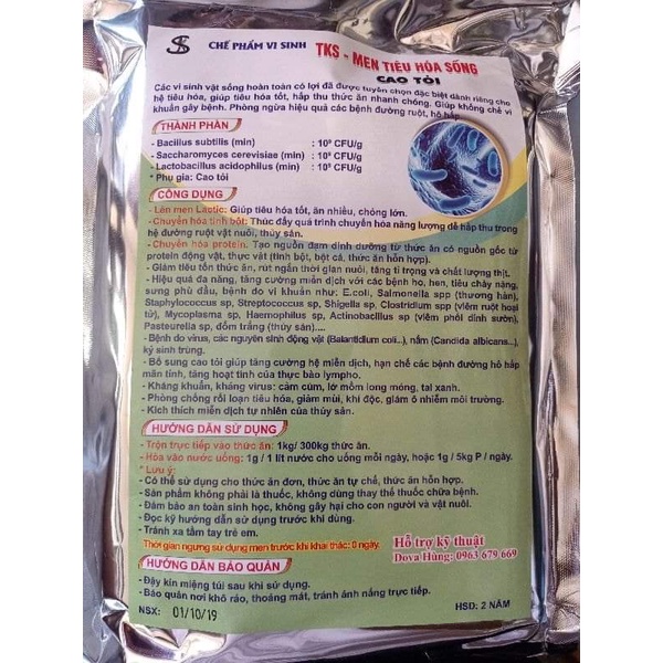 1kg TKS - Men Tiêu Hoá Sống Cao Tỏi - giúp tiêu hoá tốt, khử mùi môi trường niooi, hạn chế tiêu chảy
