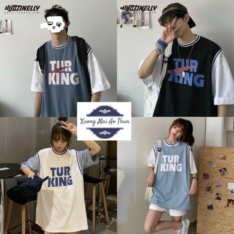 Áo phông form rộng tay lỡ unisex - Áo thun bóng rổ có tay áo như hình Tur King - Sỉ áo thun số lượng lớn  ྇