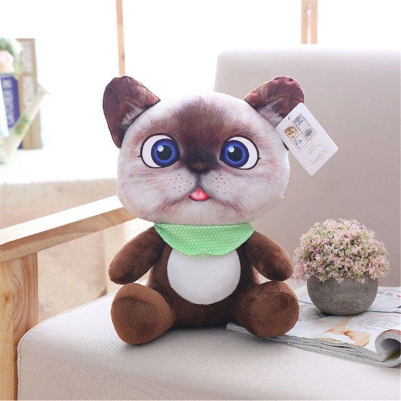 YOUN* 20cm Soft 3D Simulation Stuffed Cat Toys Sofa Pillow Cushion Plush Animal Cat Dolls Kids Toys